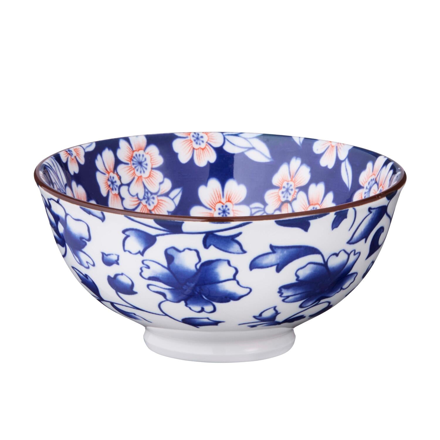 Risskål m. hvide/orange blomster - Ø12,5 cm