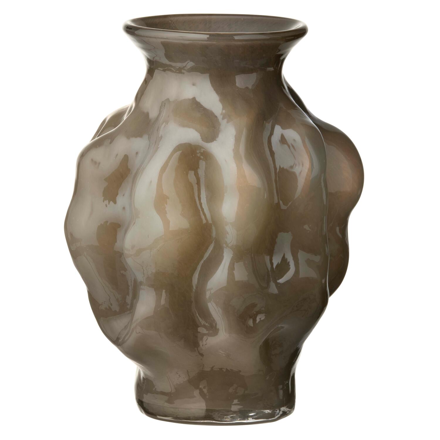 Mundblæst glasvase, brun - H26,5 cm