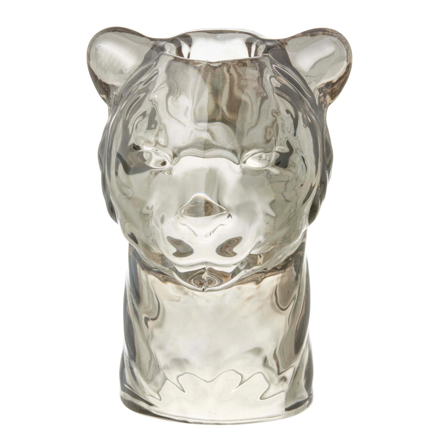 Lion lysestage, brun - H9,5 cm
