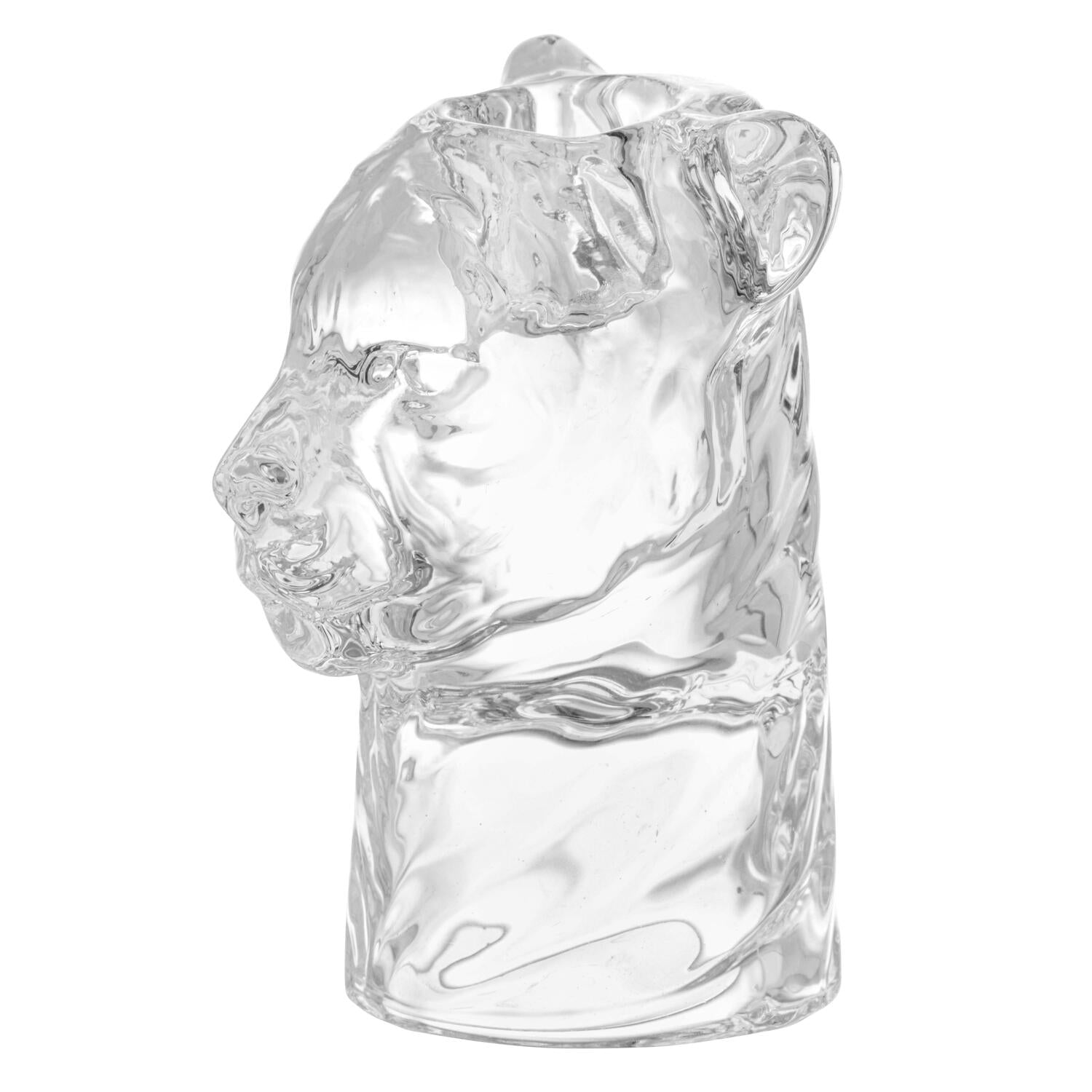 Lion lysestage, klar - H9,5 cm
