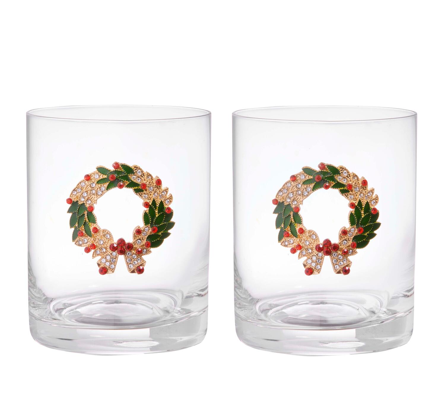 Drikkeglas m. motiv, krans - 2 stk
