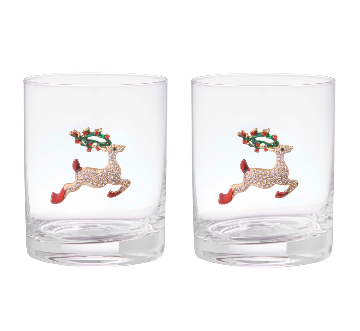 Drikkeglas m. motiv, rensdyr - 2 stk