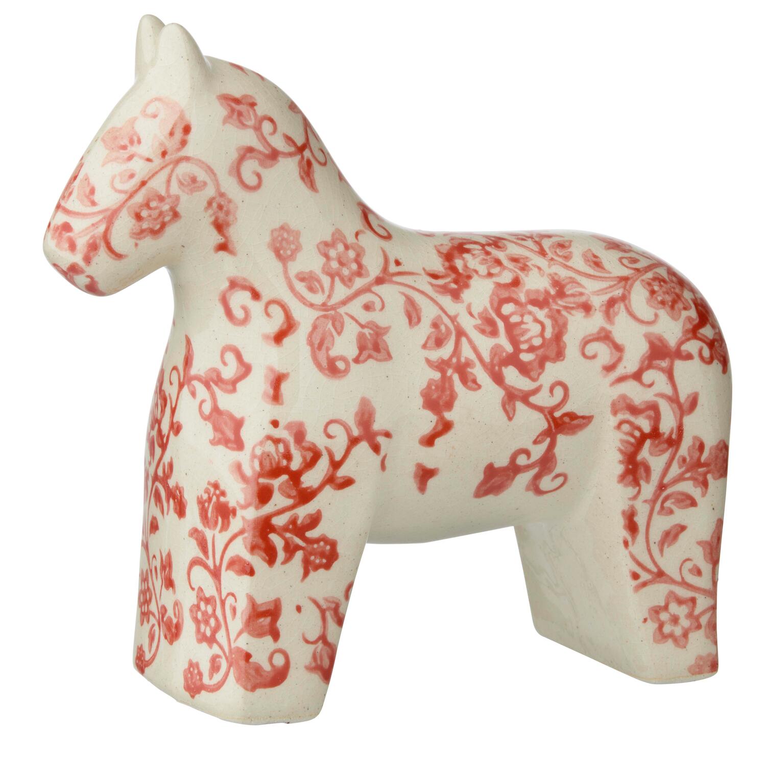 Hest, hvid/rød - H18 cm