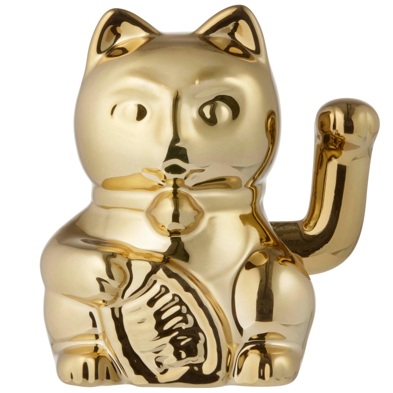 Lykkekat, guldfarvet - H14,5 cm