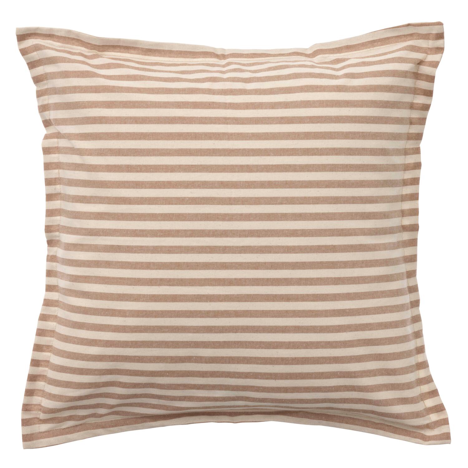 Stribet pude, 45x45 cm - hvid/beige
