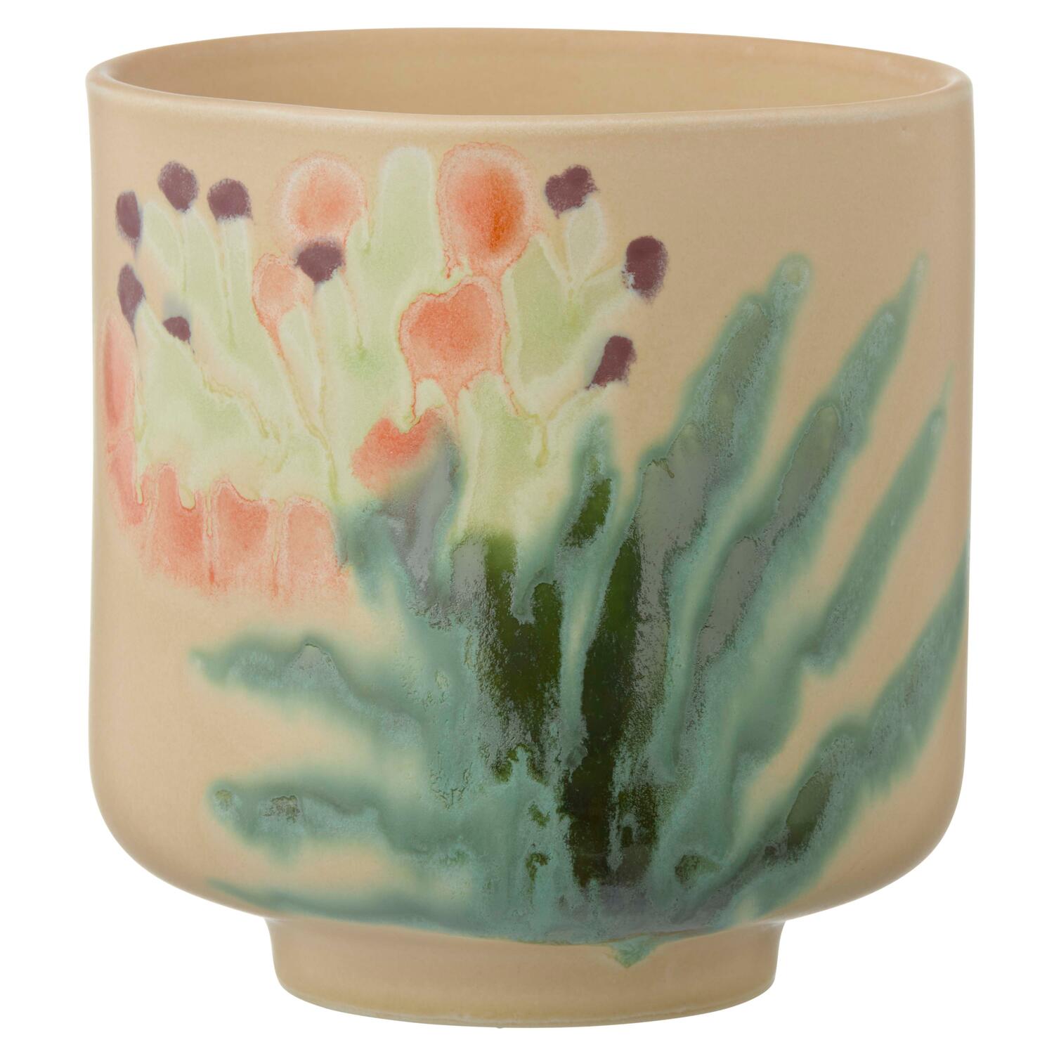 Urtepotte m. håndmalet mønster - H14,5 cm