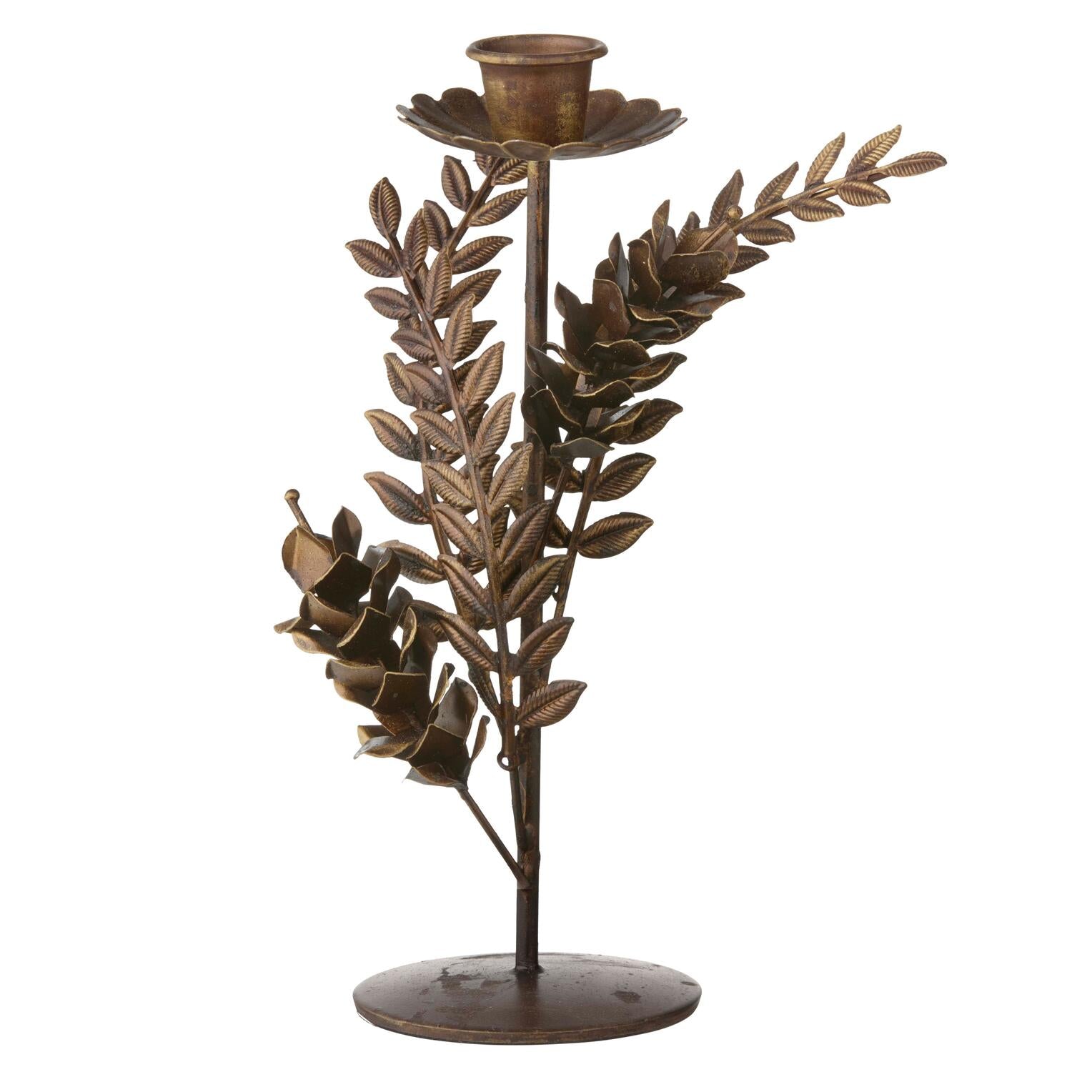 Gren lysestage, H21 cm – Brown Antique