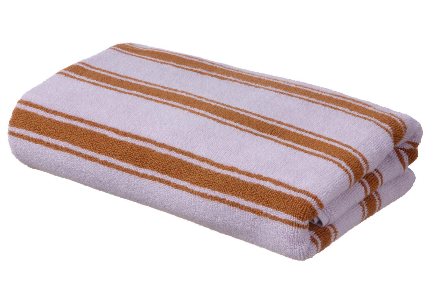 Riviera Stripe håndklæde - Lavender/Cognac