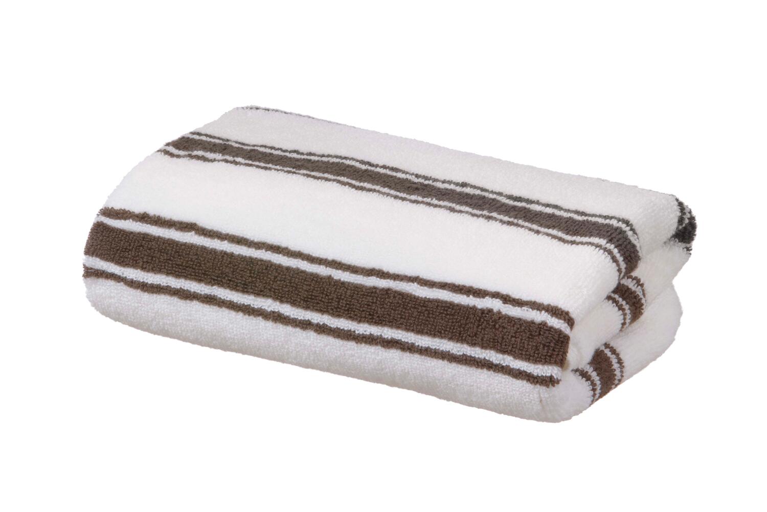 Riviera Stripe håndklæde - Ivory/Brown