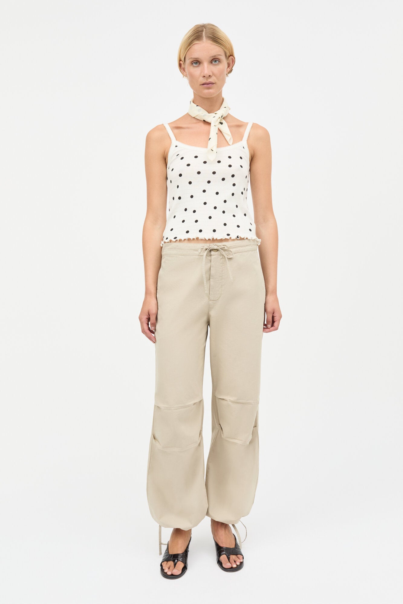 Soft Cotton Self Dot tørklæde - Dot Aop/Black