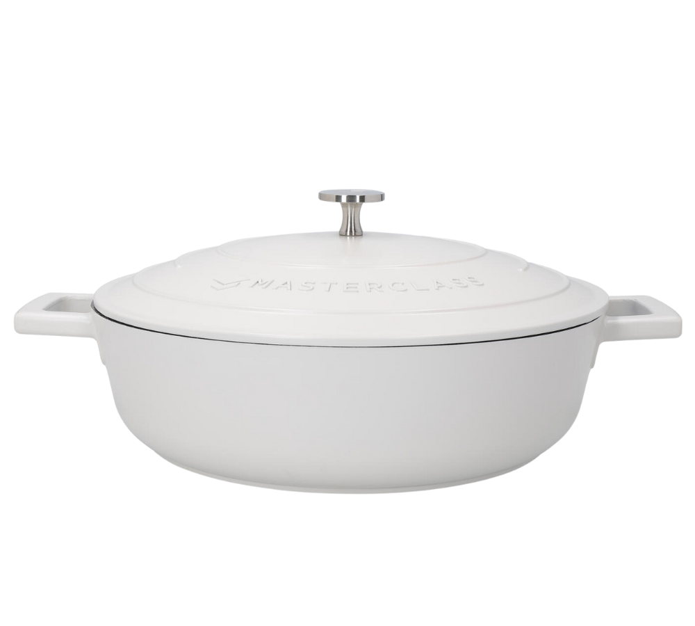 Støbt aluminiums sautergryde m/låg, creme - 4L