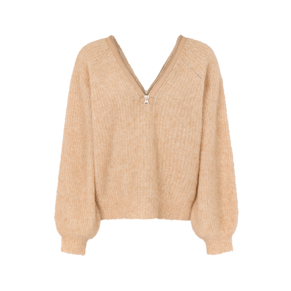 Superlight Zip Opening Maelle uldstriktrøje – Light Camel