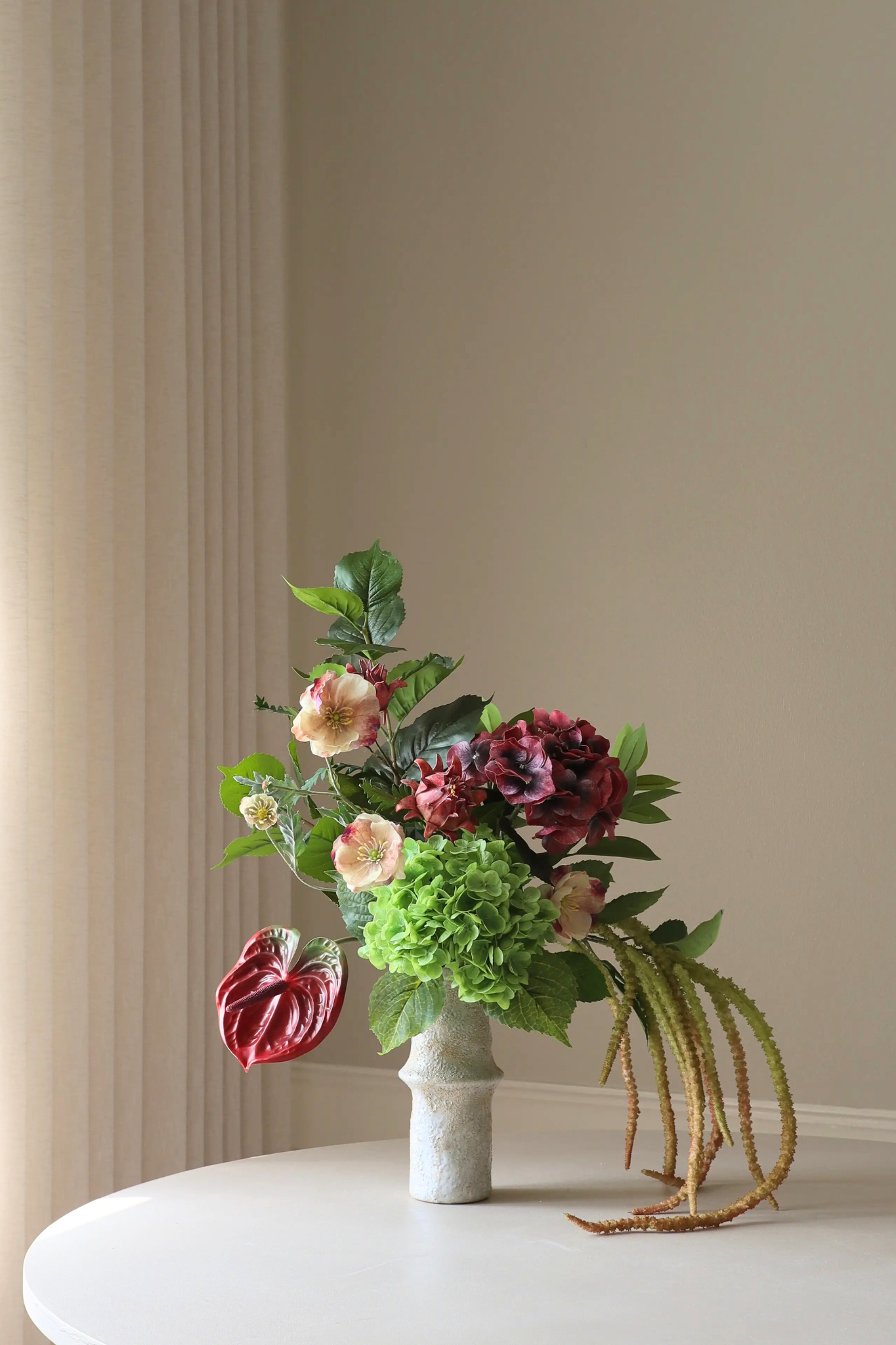 Kunstig Hortensia blomst - Burgundy