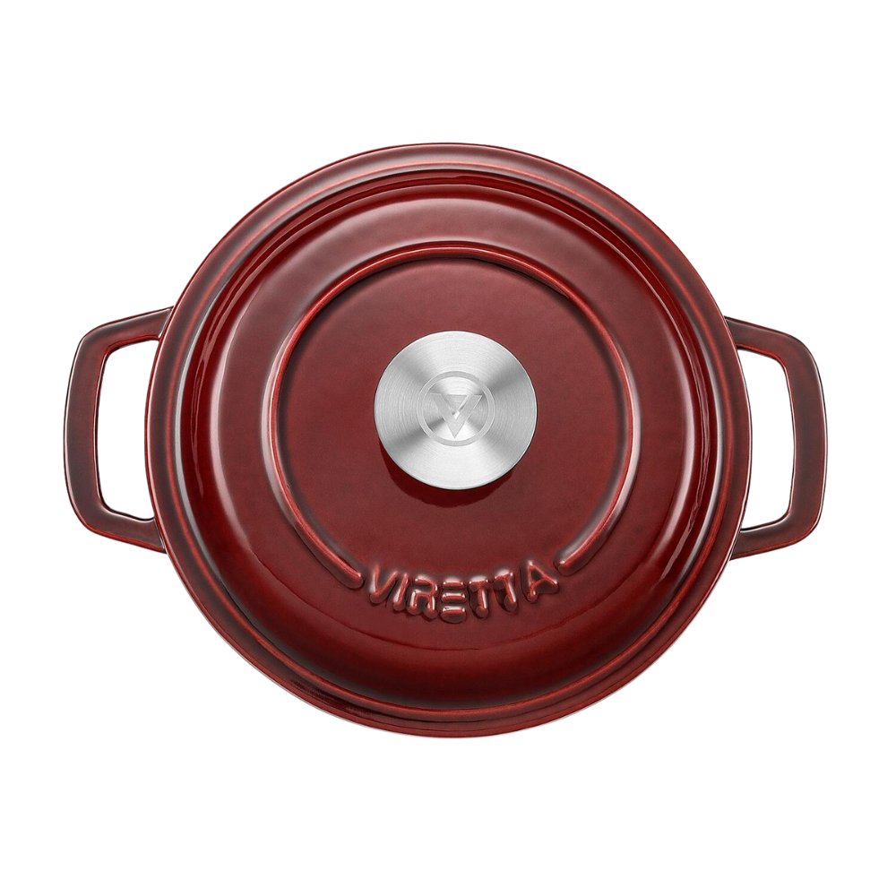 Emaljeret støbejernsgryde, Ø20 cm - Ribsrød