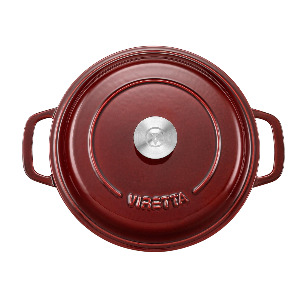 Emaljeret støbejernsgryde, Ø26 cm - Ribsrød