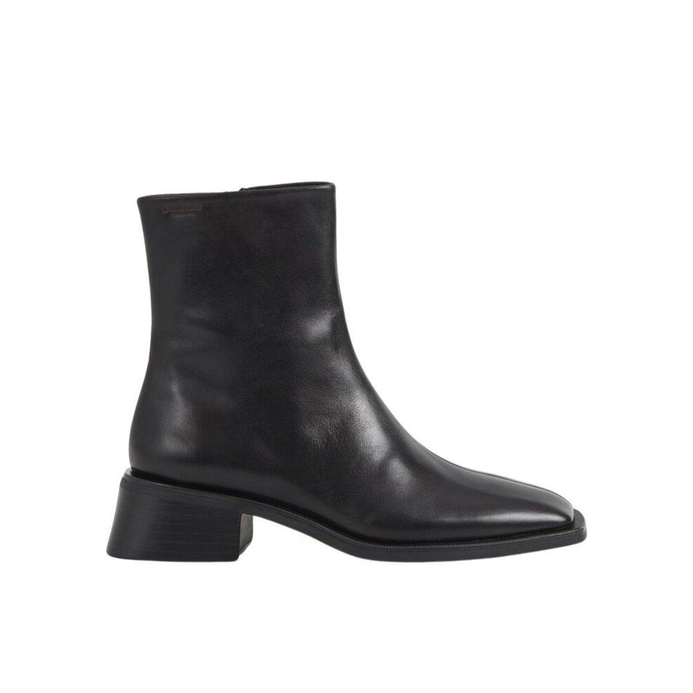 Blanca kort læderstøvle - sort