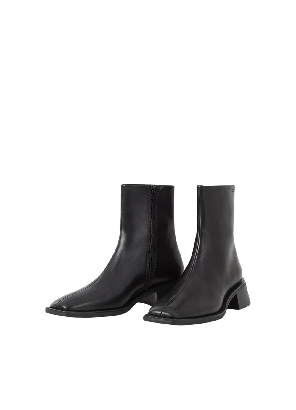 Blanca kort læderstøvle - sort