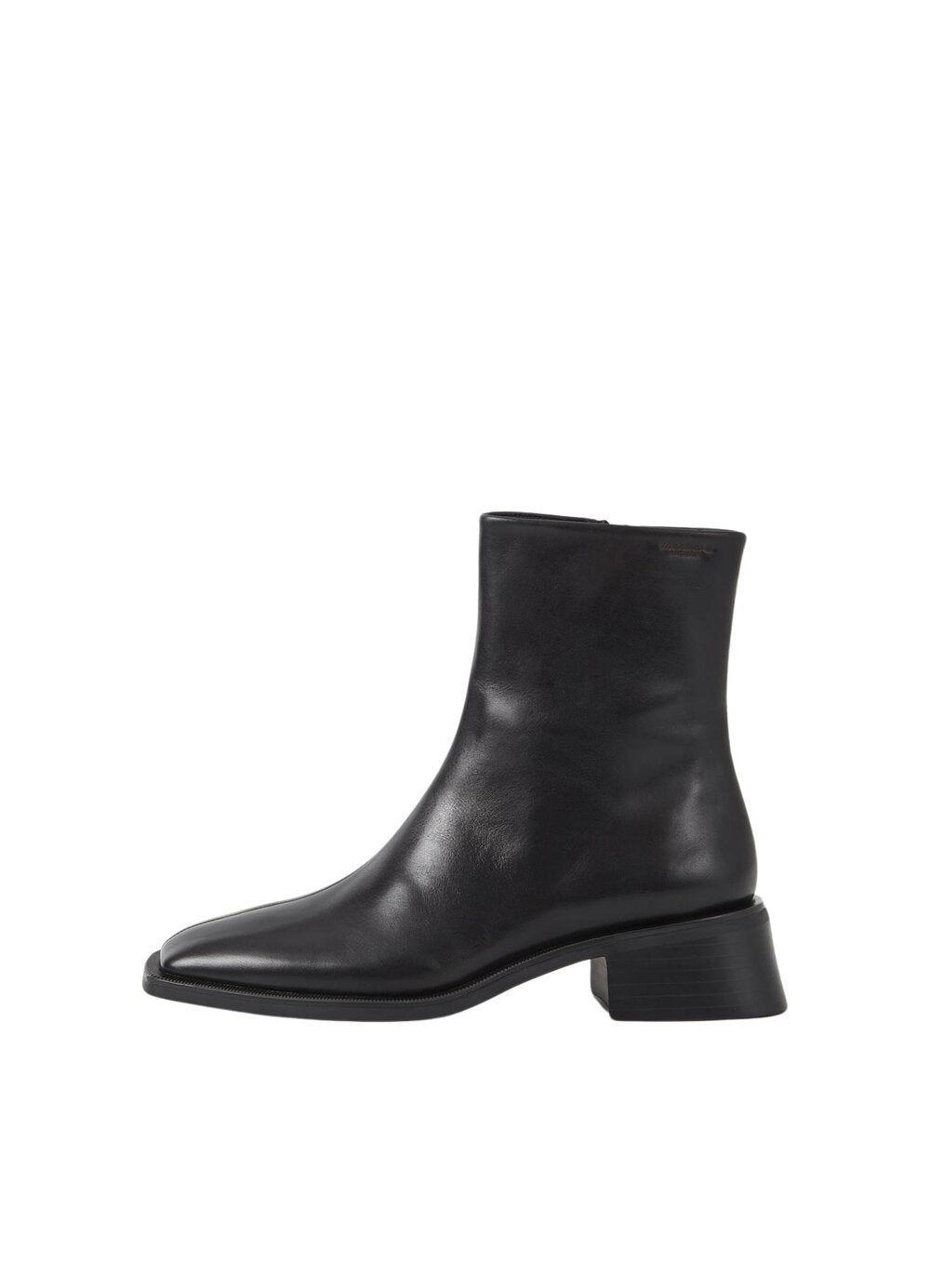 Blanca kort læderstøvle - sort