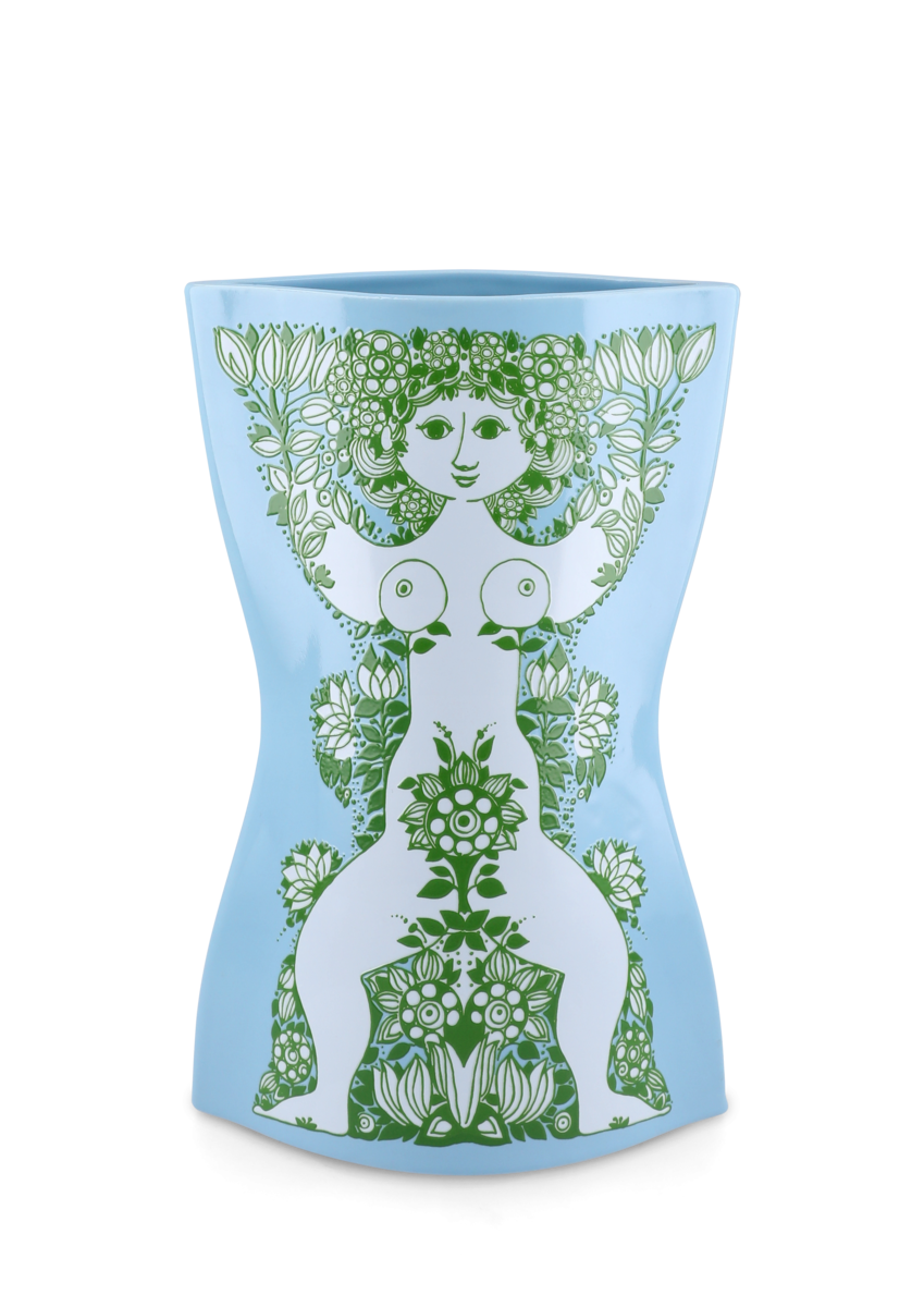 Nina vase, H28,5 cm - lyseblå/grøn