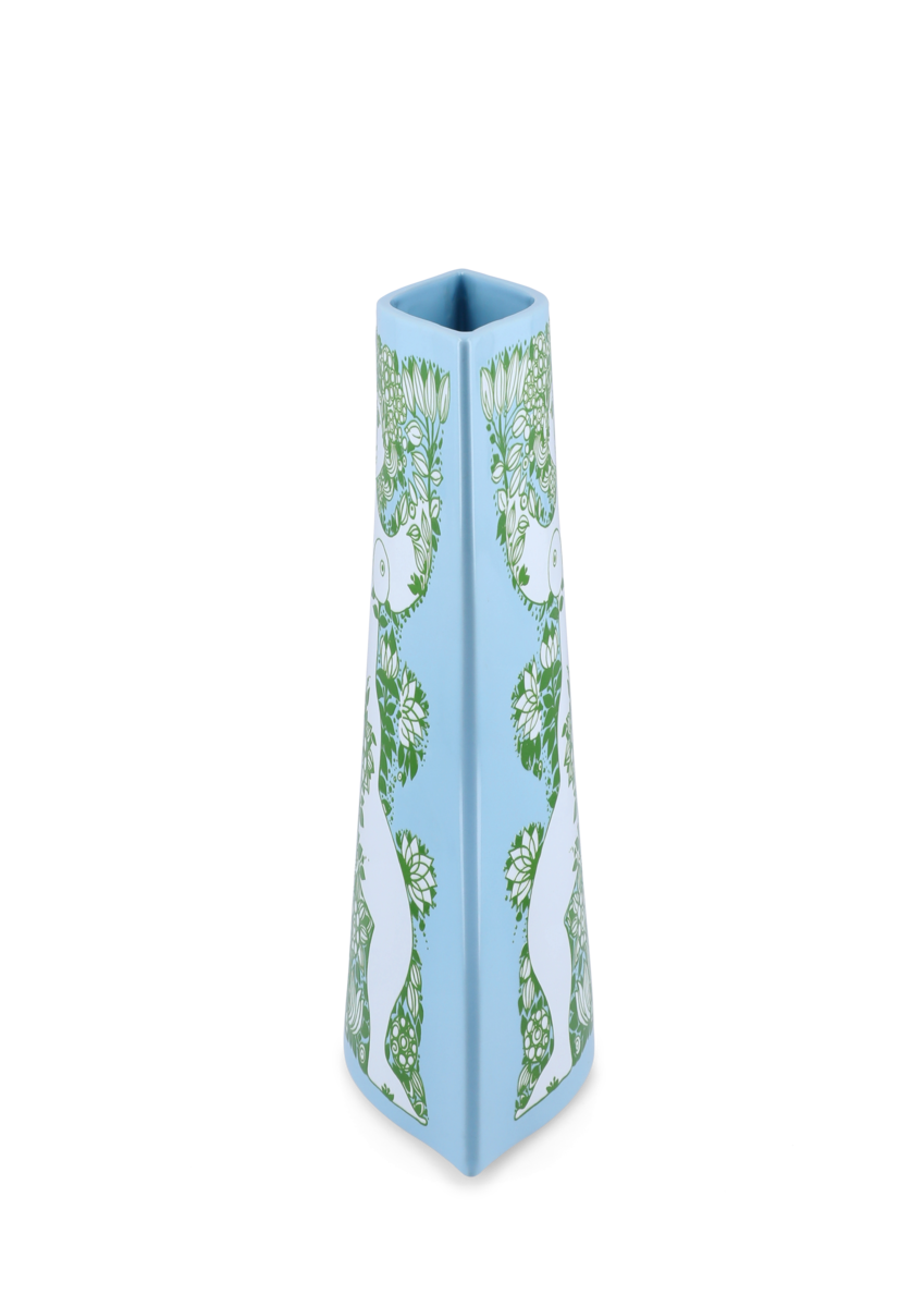 Nina vase, H28,5 cm - lyseblå/grøn