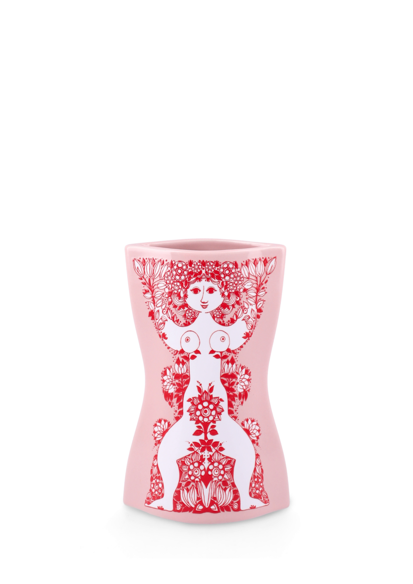 Nina vase, H16,5 cm - pink/rød