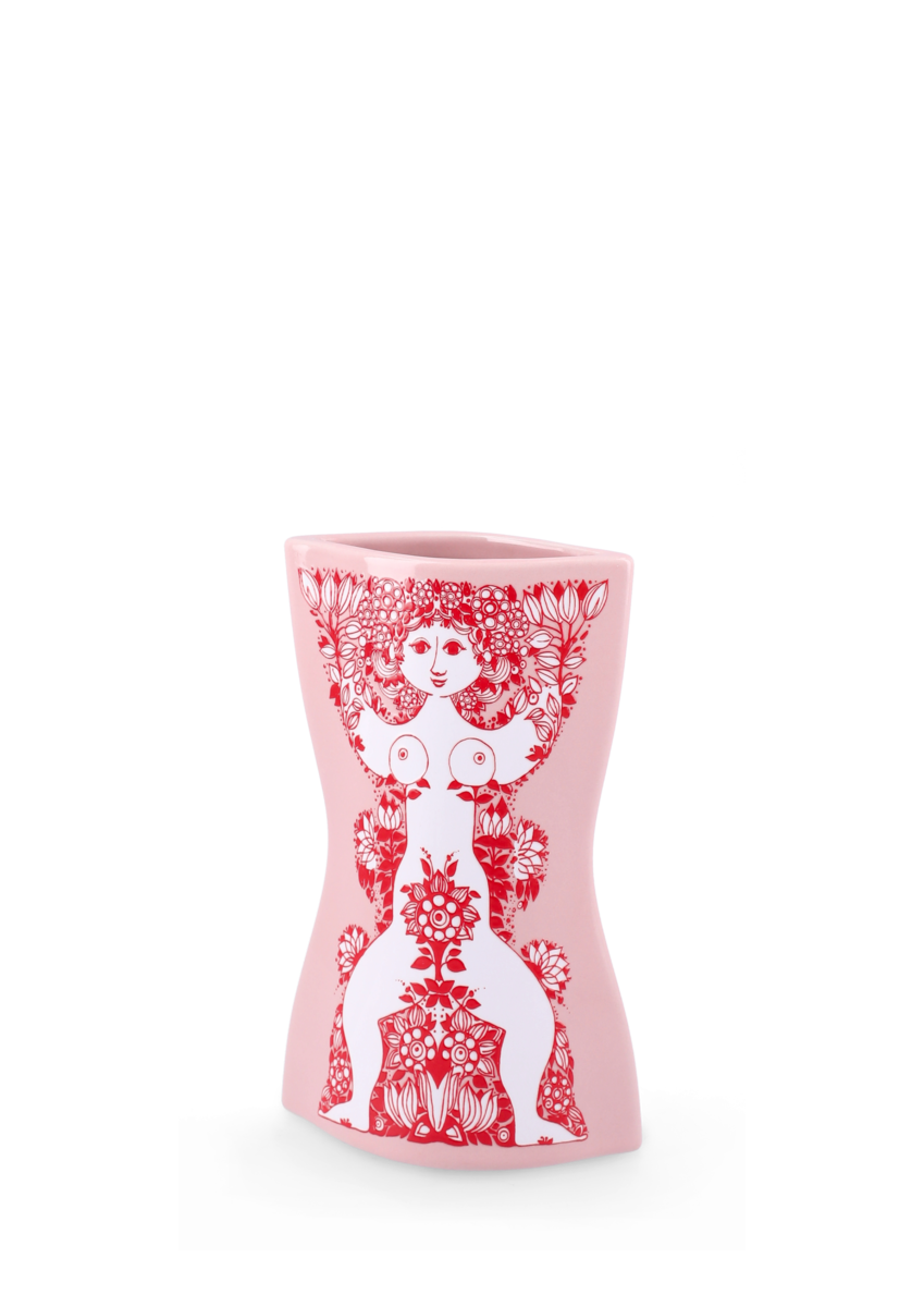 Nina vase, H16,5 cm - pink/rød