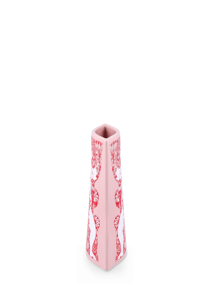 Nina vase, H16,5 cm - pink/rød