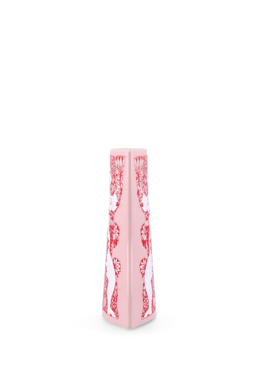 Nina vase, H16,5 cm - pink/rød