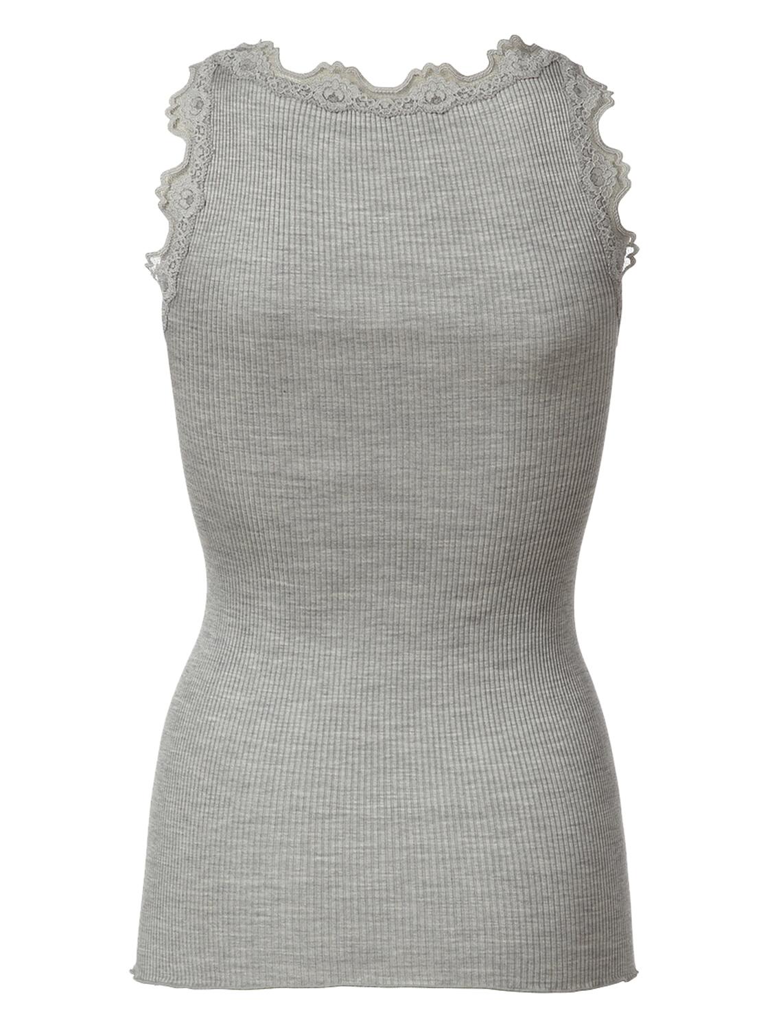 RWBabette lang silke blonde top - Light Grey melange