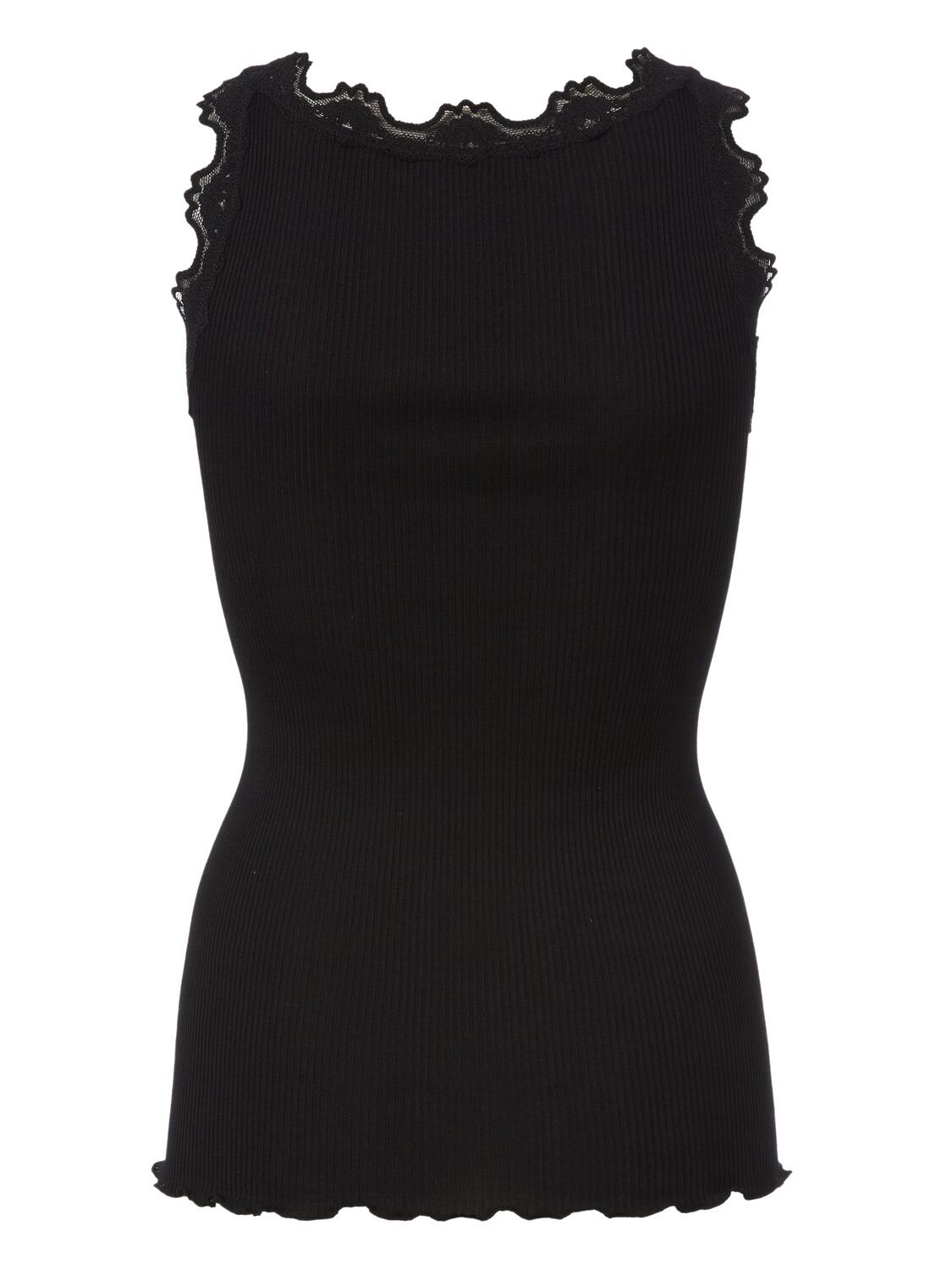 RWBabette lang silke blonde top - sort