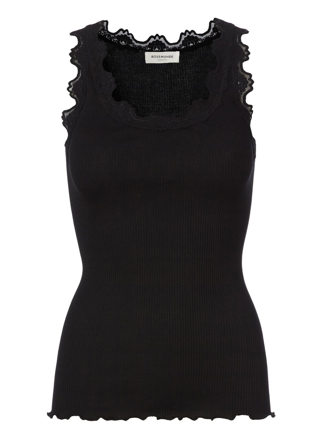 RWBabette lang silke blonde top - sort