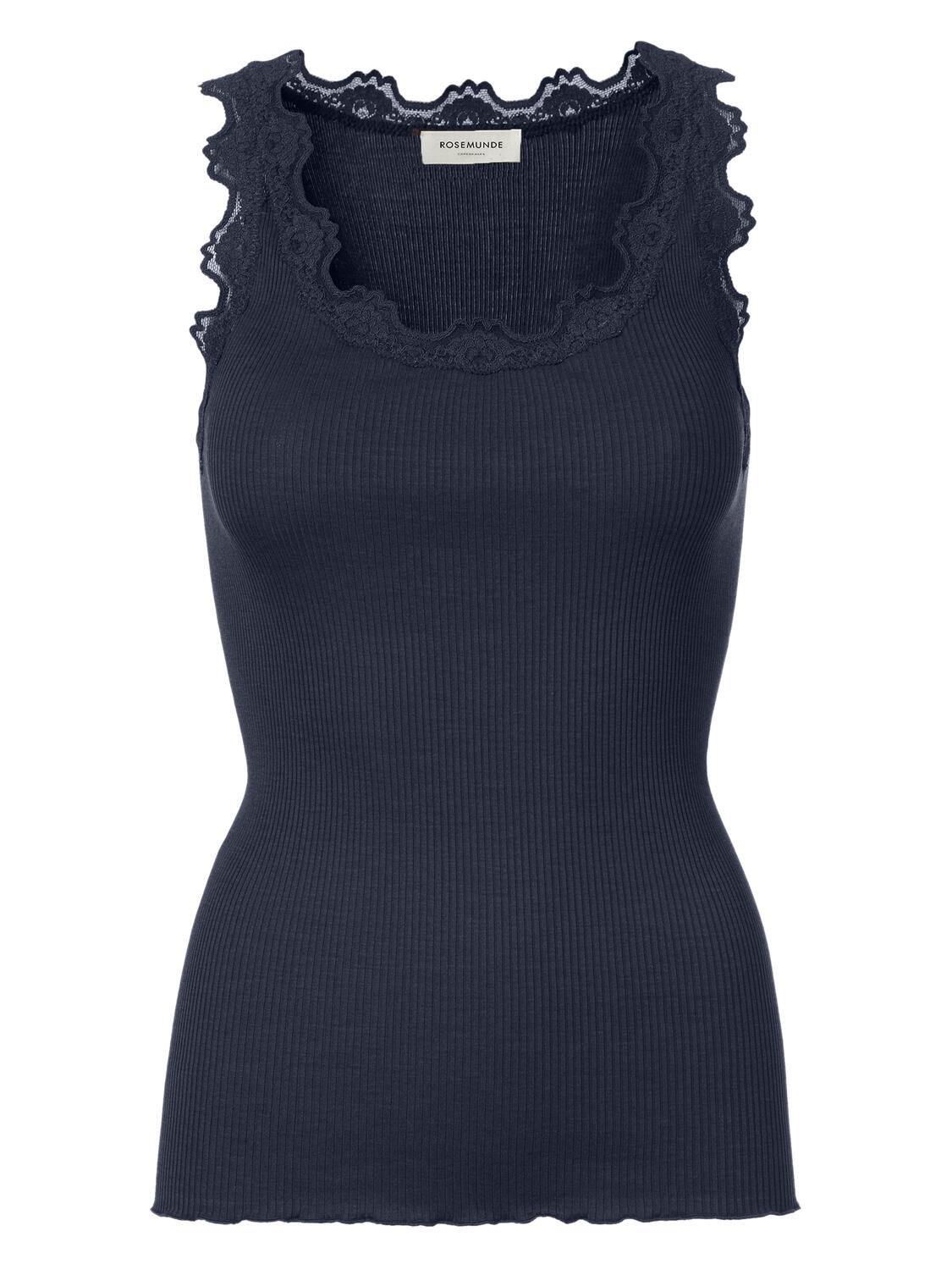 RWBabette lang silke blonde top - navy