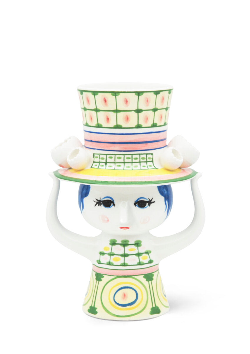 Lady with hat vase, grøn - H24,5 cm.