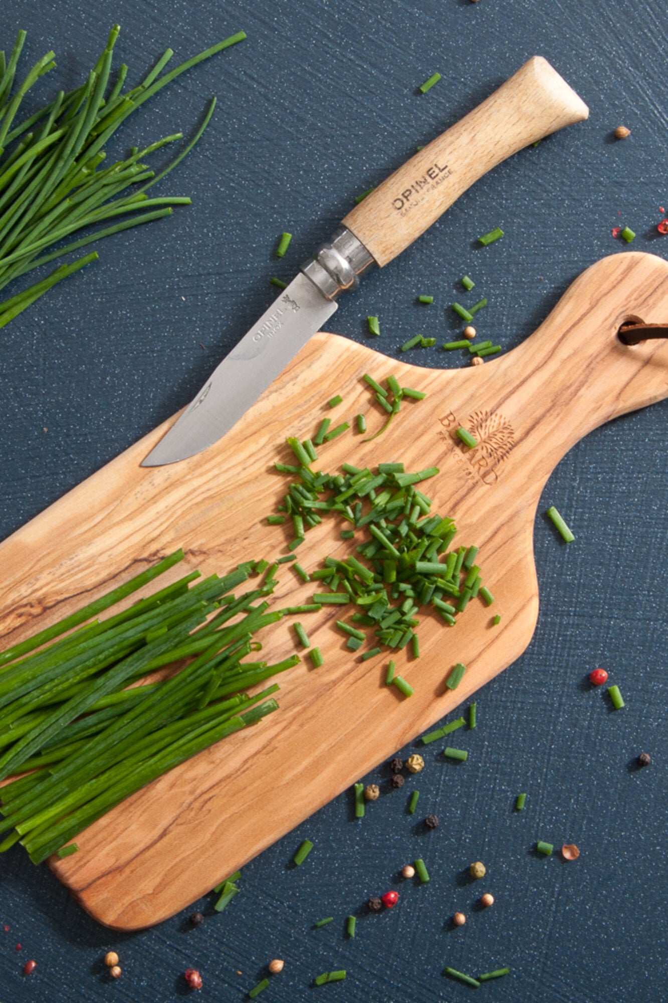 Skærebræt m. læderstrop - 26x12 cm