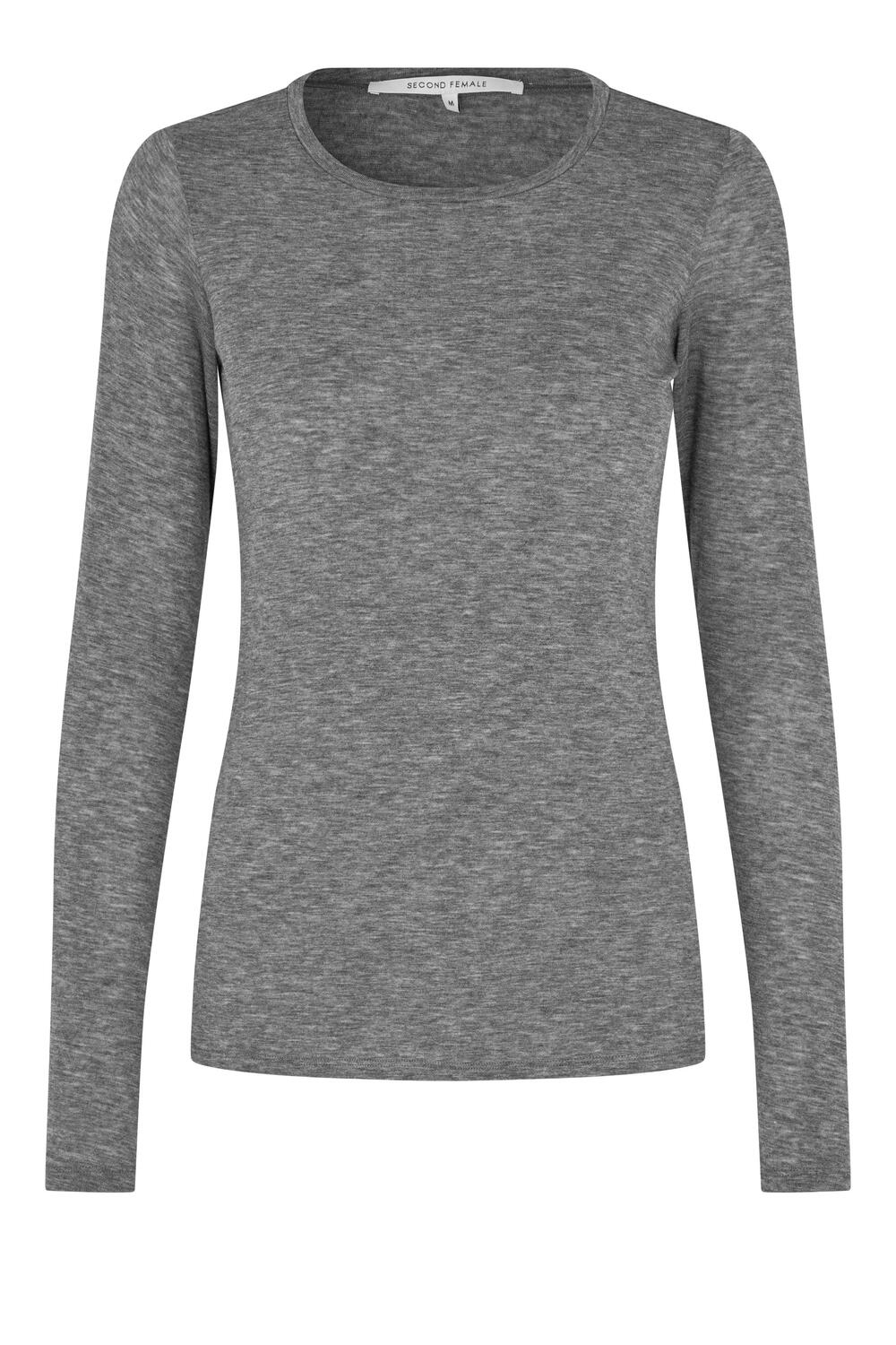Matima O-Neck langærmet t-shirt - Dark grey melange