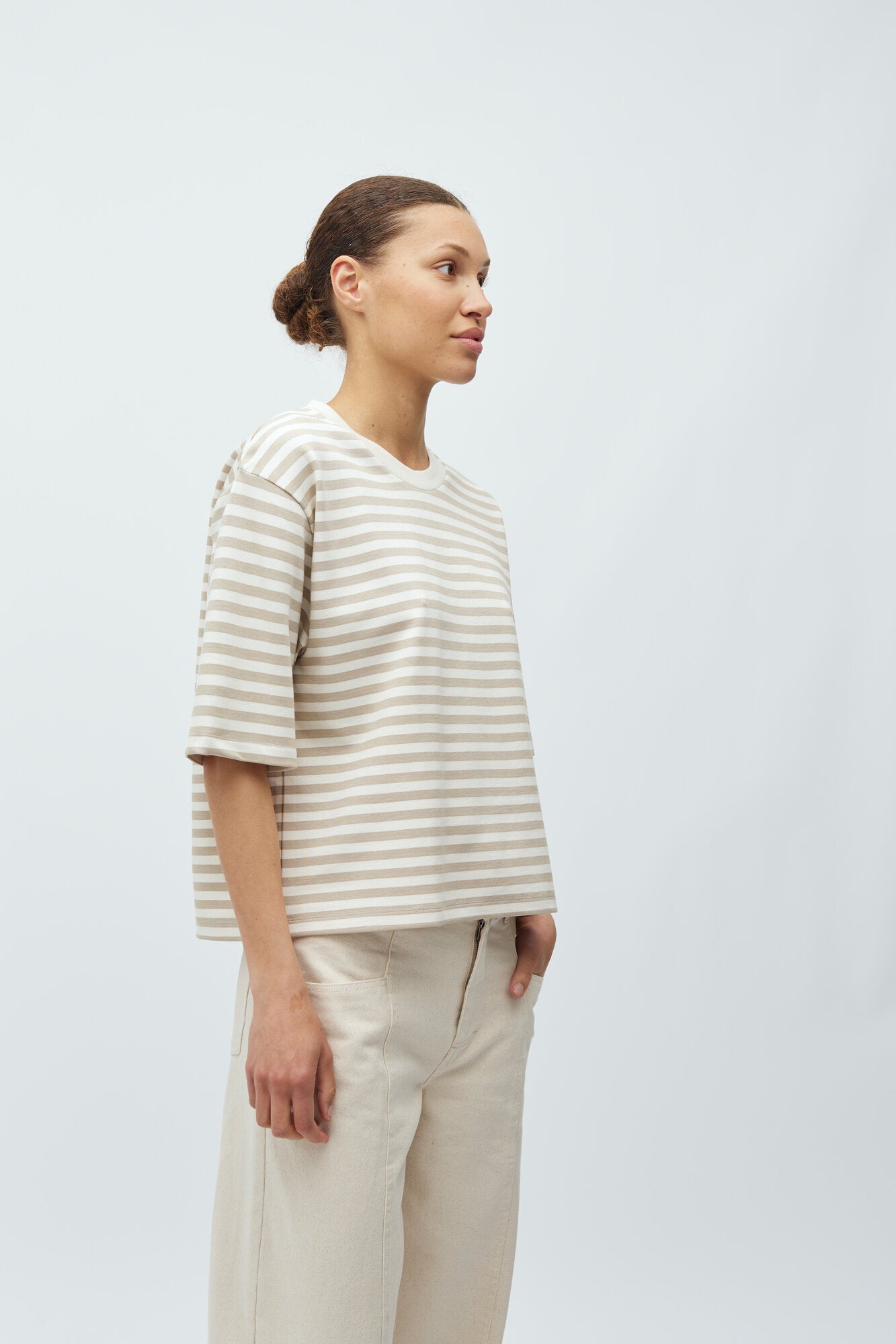 Emrys t-shirt - P49 Island Fossil Sugar Stripe