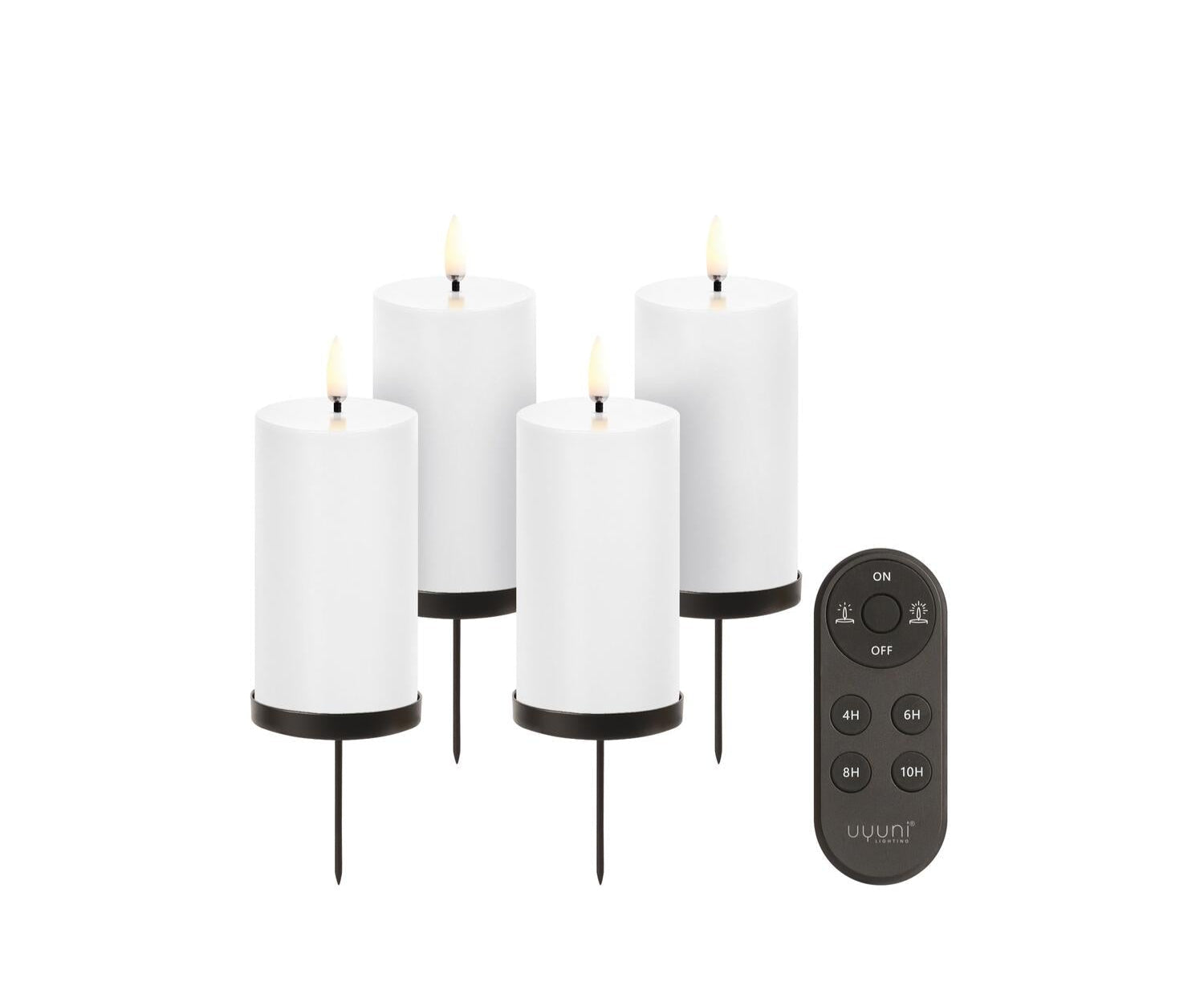 Gaveæske m. spike, fjernbetjening, LED bloklys - Nordic White