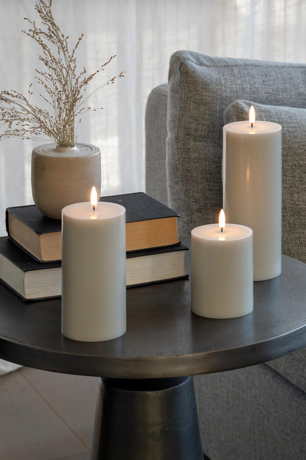 LED bloklys, Oyster Grey - H15 cm