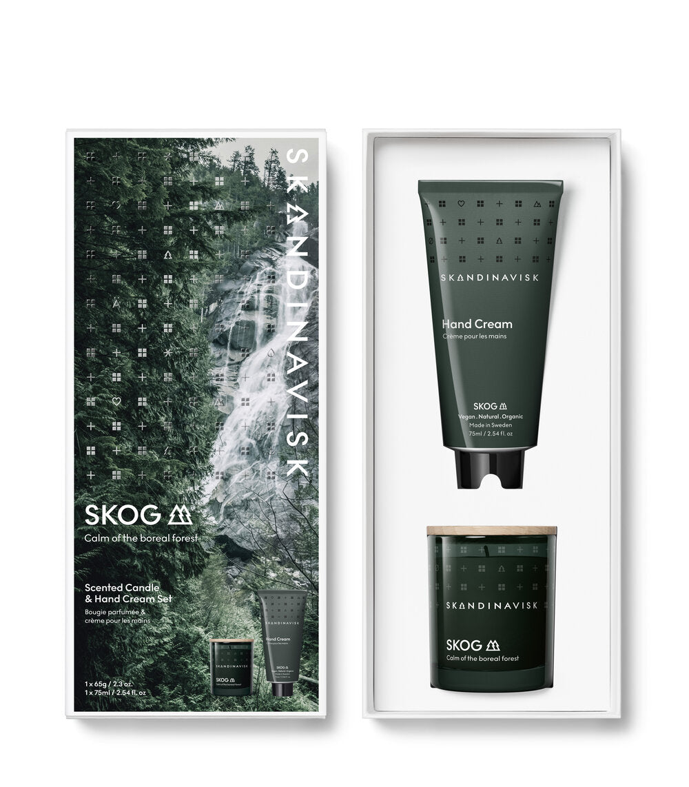 Skog duftlys & håndcreme gaveæske