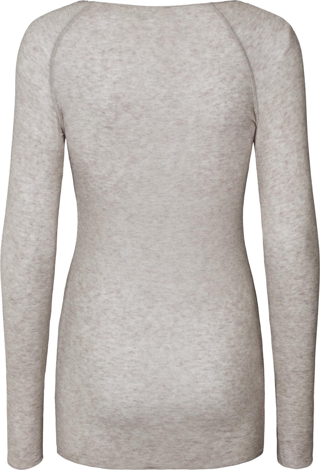 Amalie Wool langærmet t-shirt - Light Grey Melange