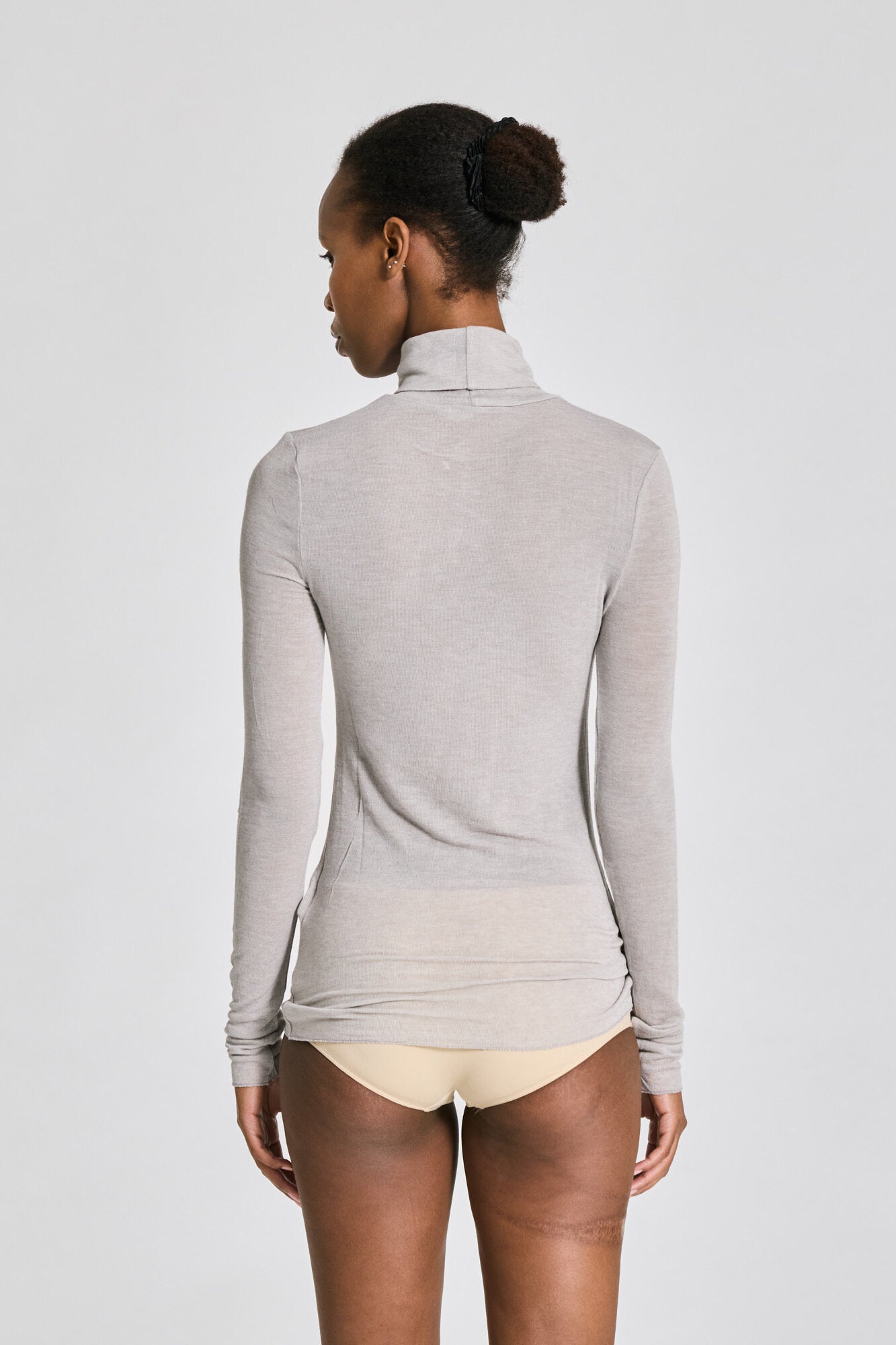Anna Wool Turtleneck langærmet t-shirt - Light Grey Melange