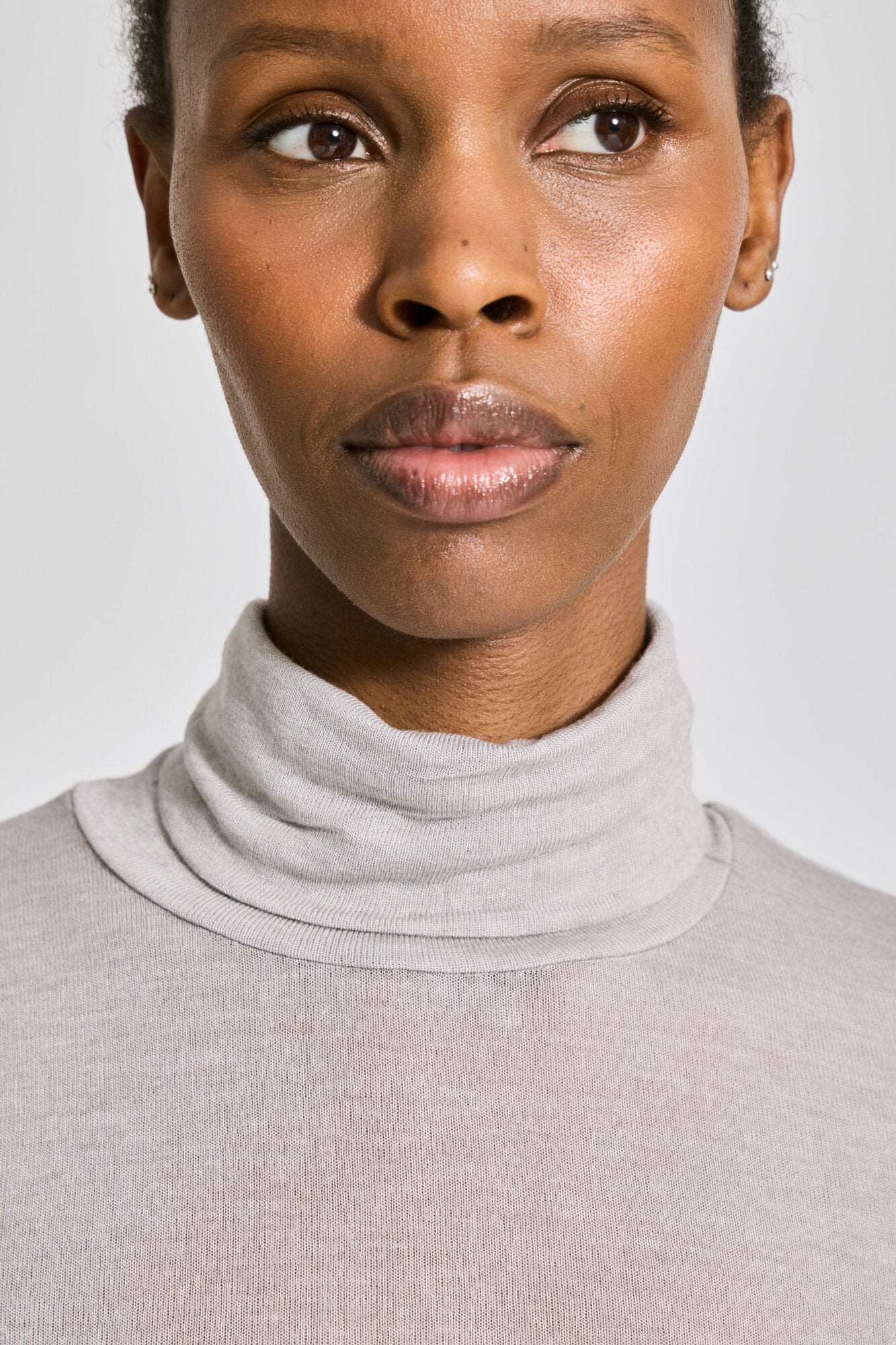 Anna Wool Turtleneck langærmet t-shirt - Light Grey Melange