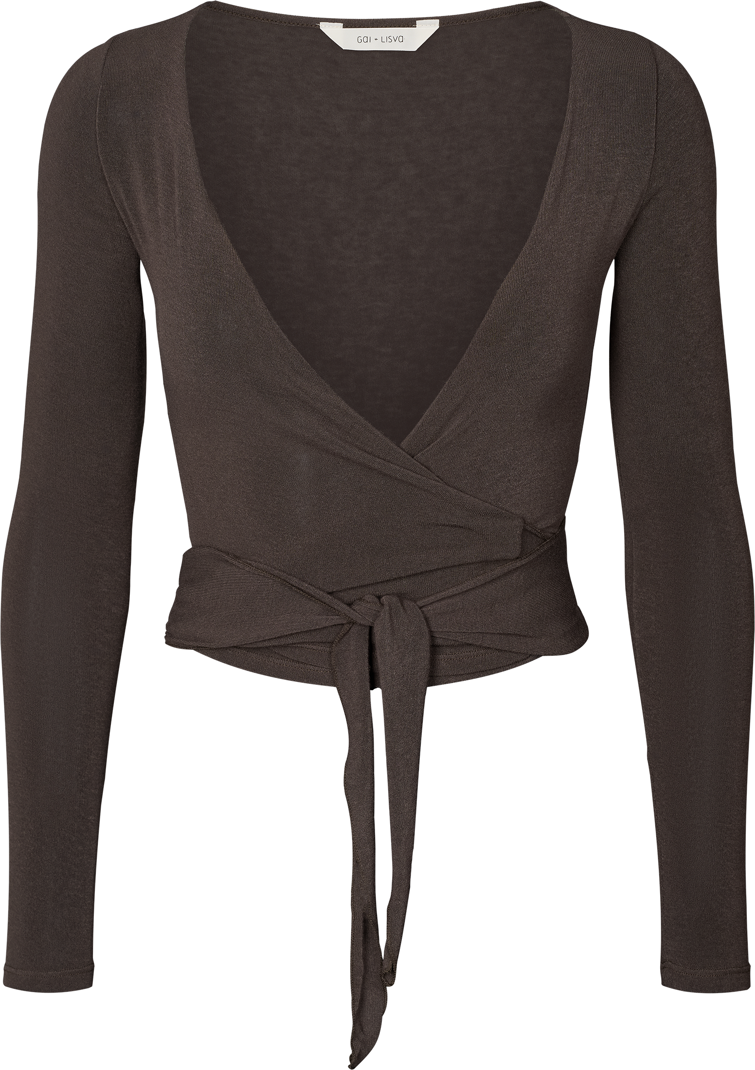 Anne Wrap Wool langærmet t-shirt - Mulch