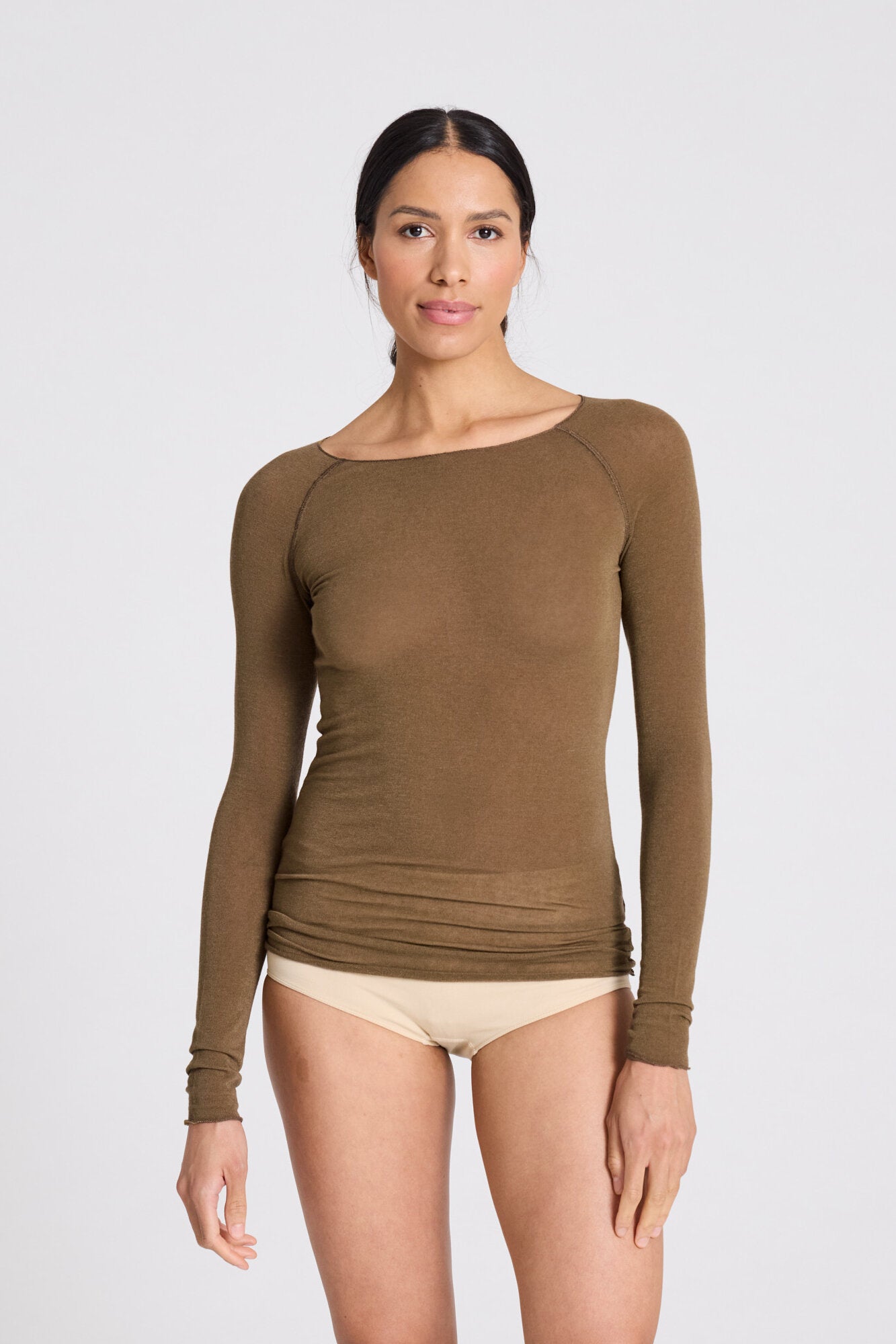 Amalie Wool langærmet t-shirt - Kangaroo