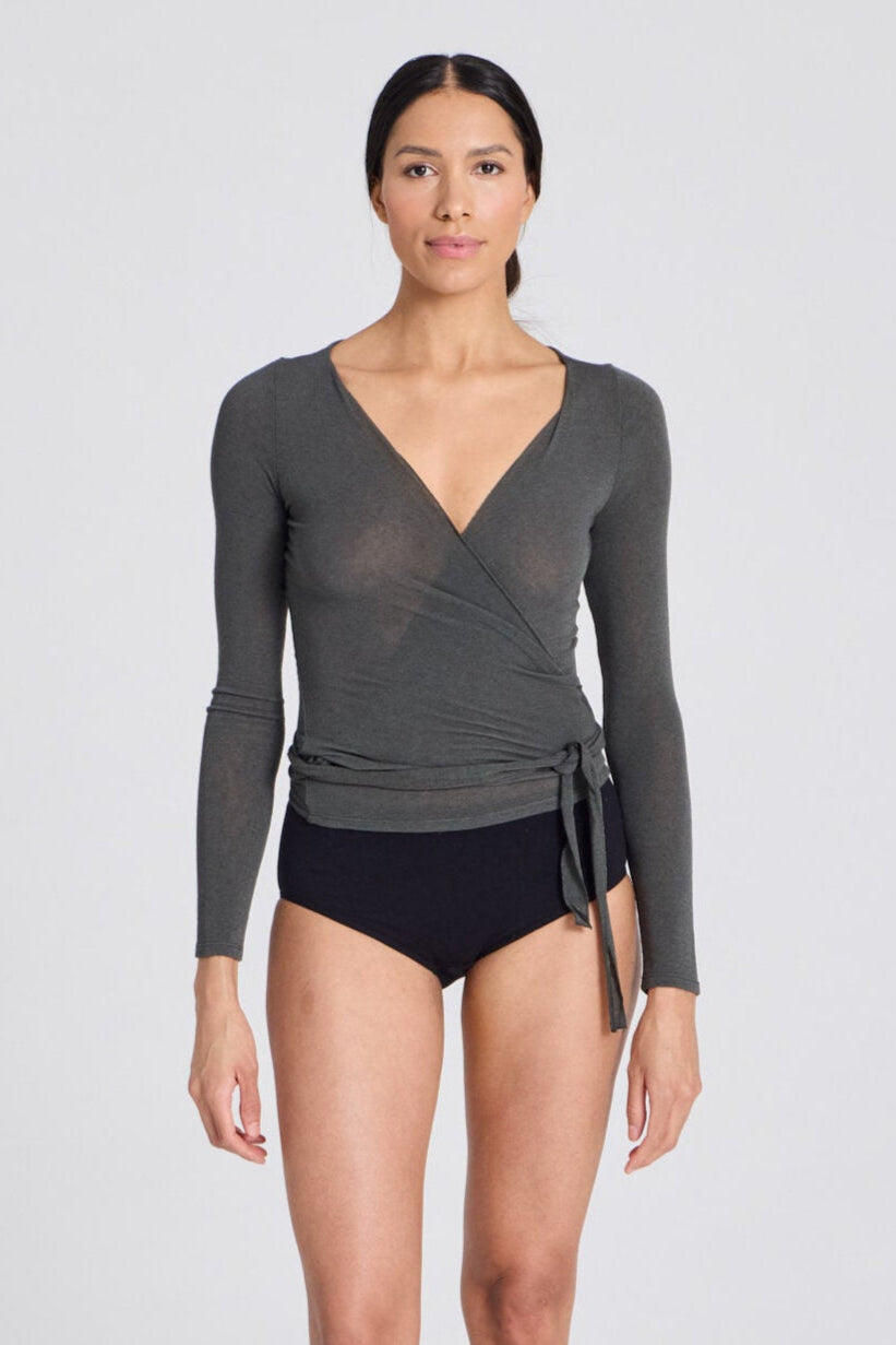 Anne Wool Wrap langærmet t-shirt - Beluga