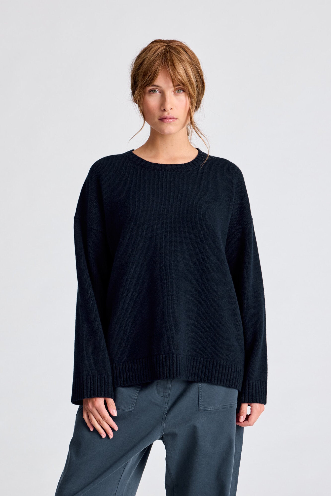 Emely Lambswool strik - Midnight Blue