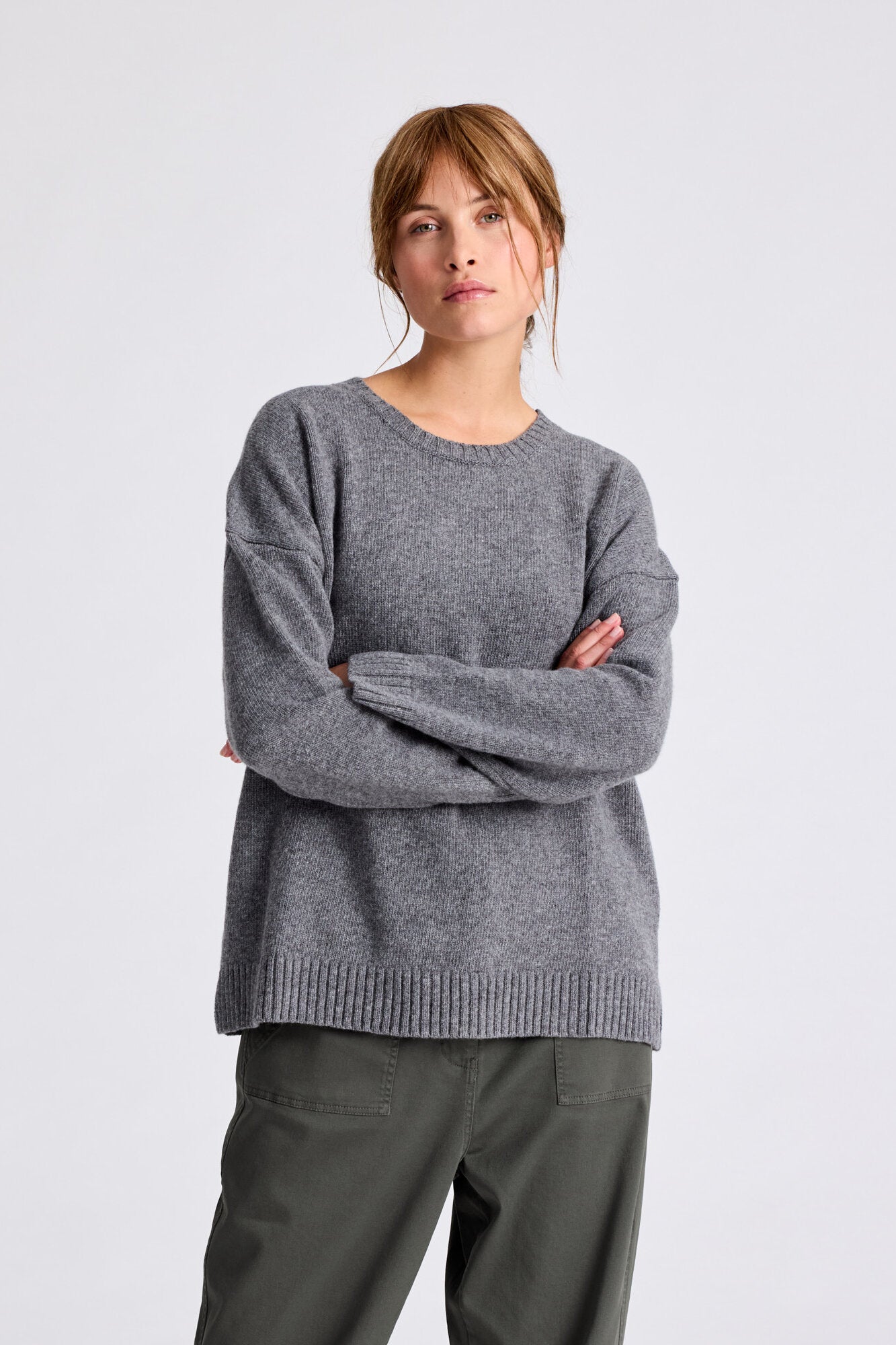 Emely Lambswool strik  - Grafiti Grey Melange