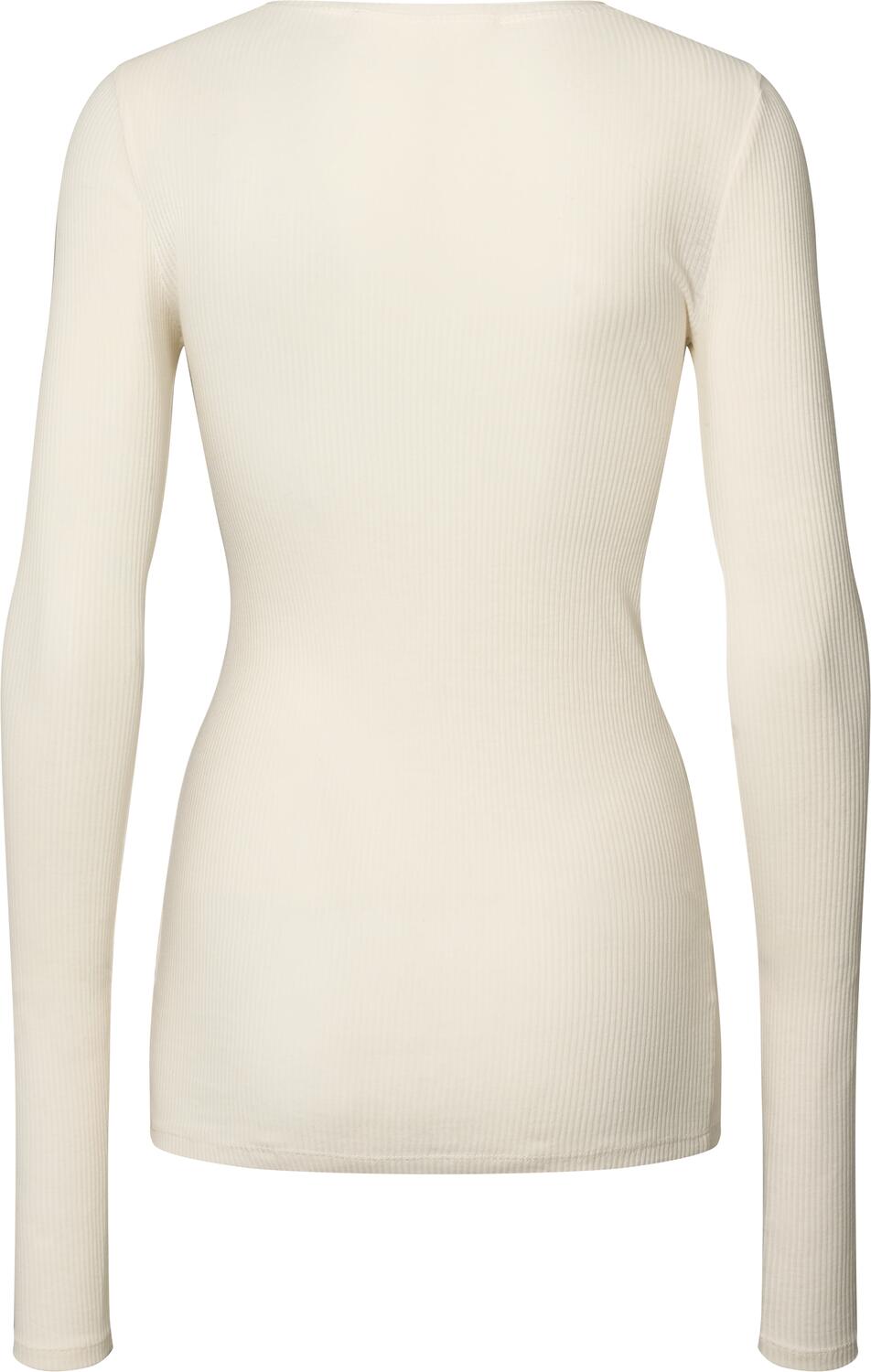 Lise rib langærmet t-shirt - Off White
