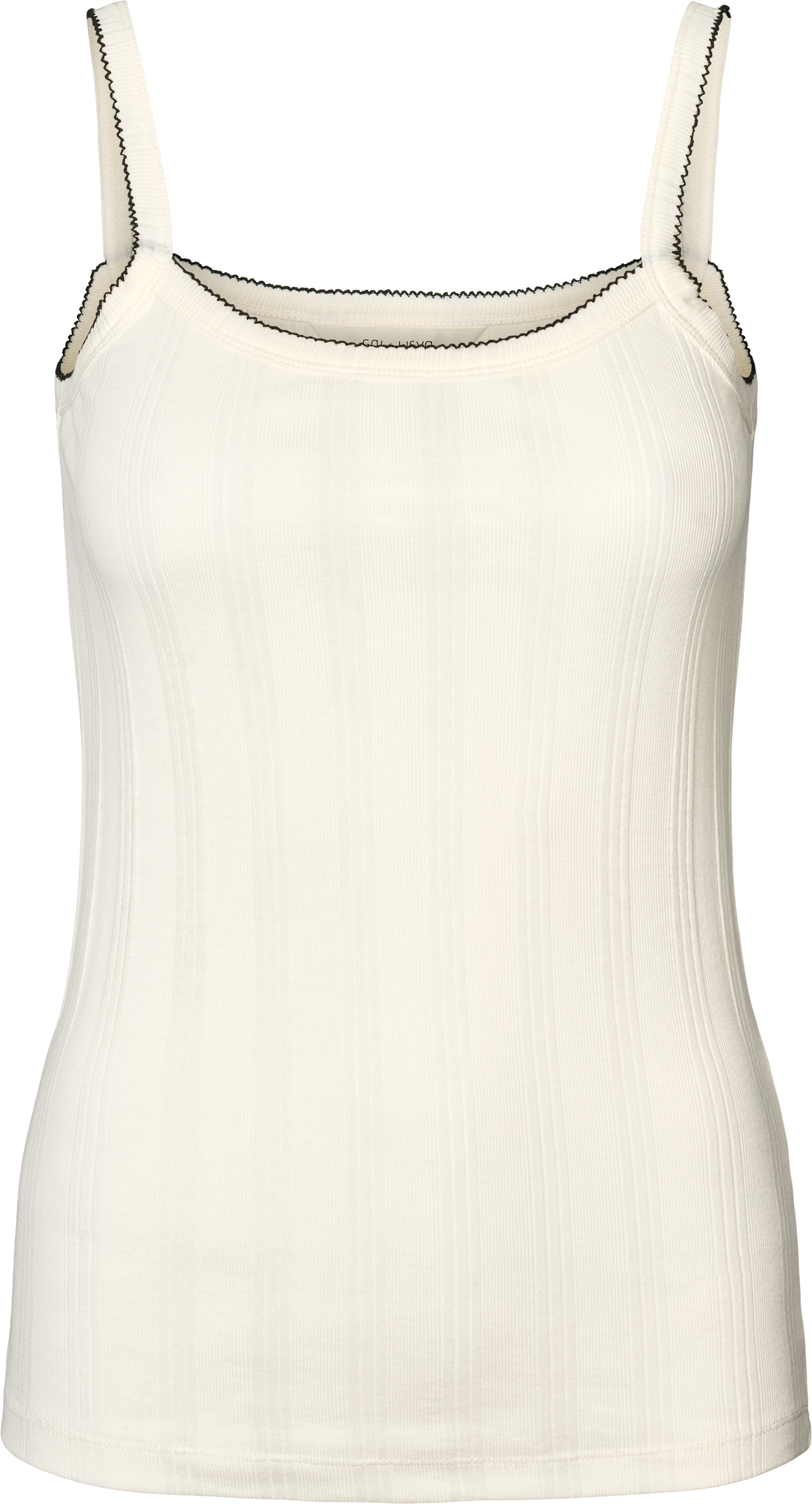 Liva Cotton Strap Drop Needle top - råhvid