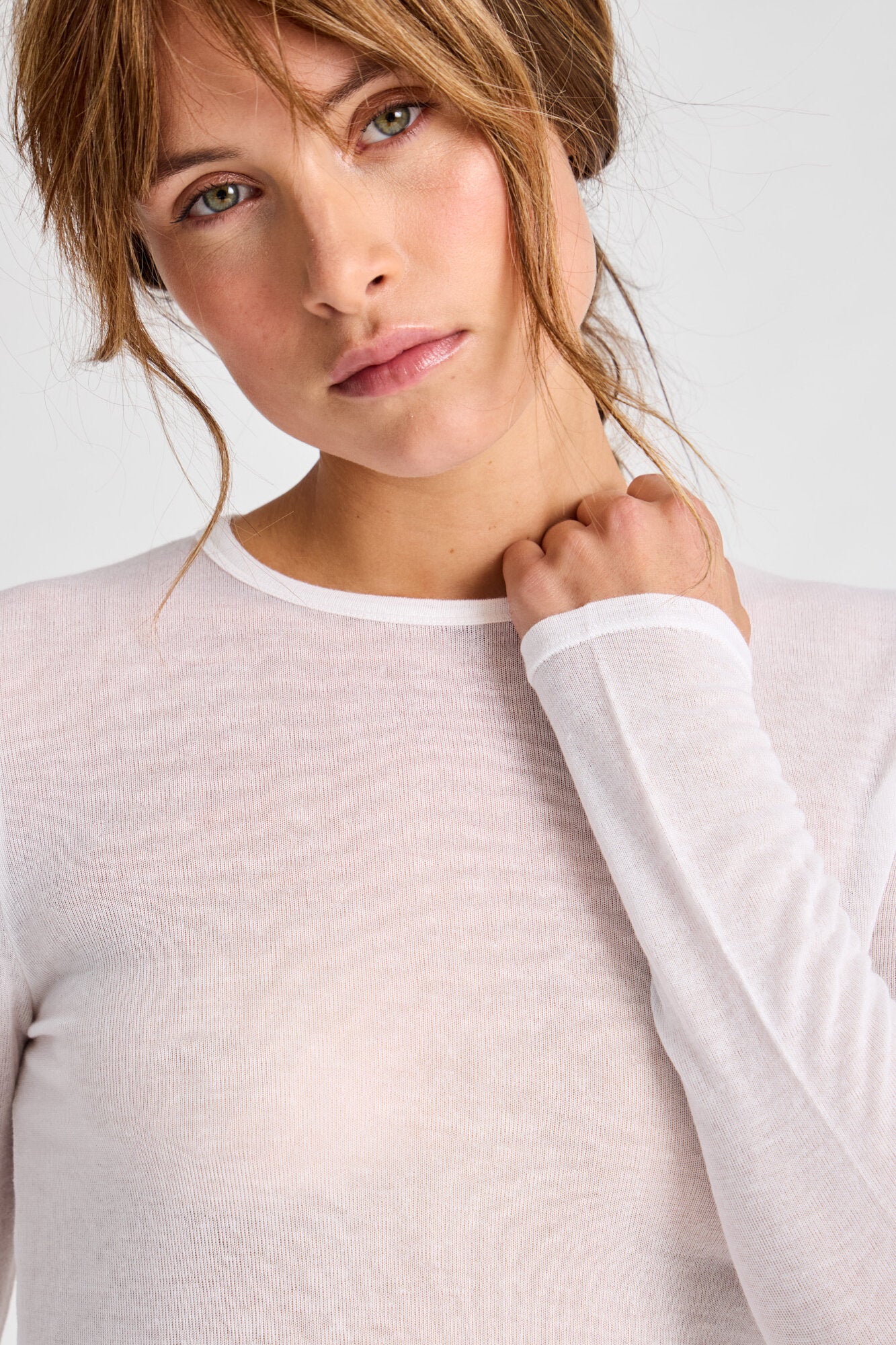 Thyra Wool langærmet t-shirt - hvid